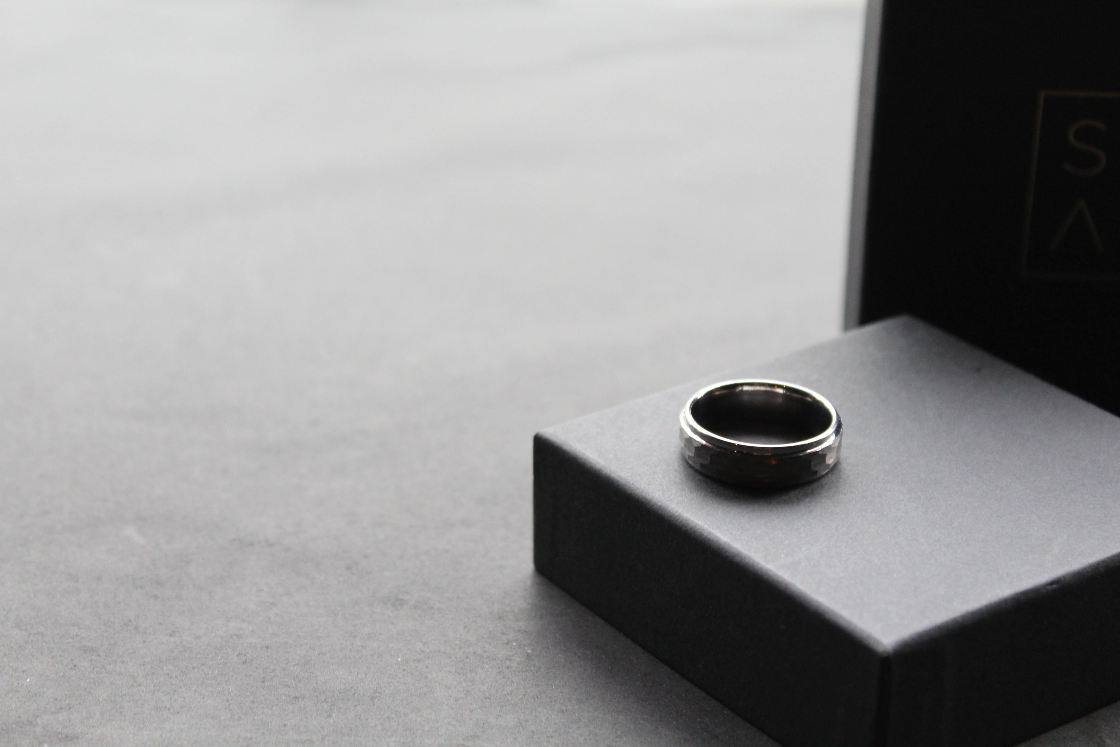 Tungsten Ring with Hammered Finish