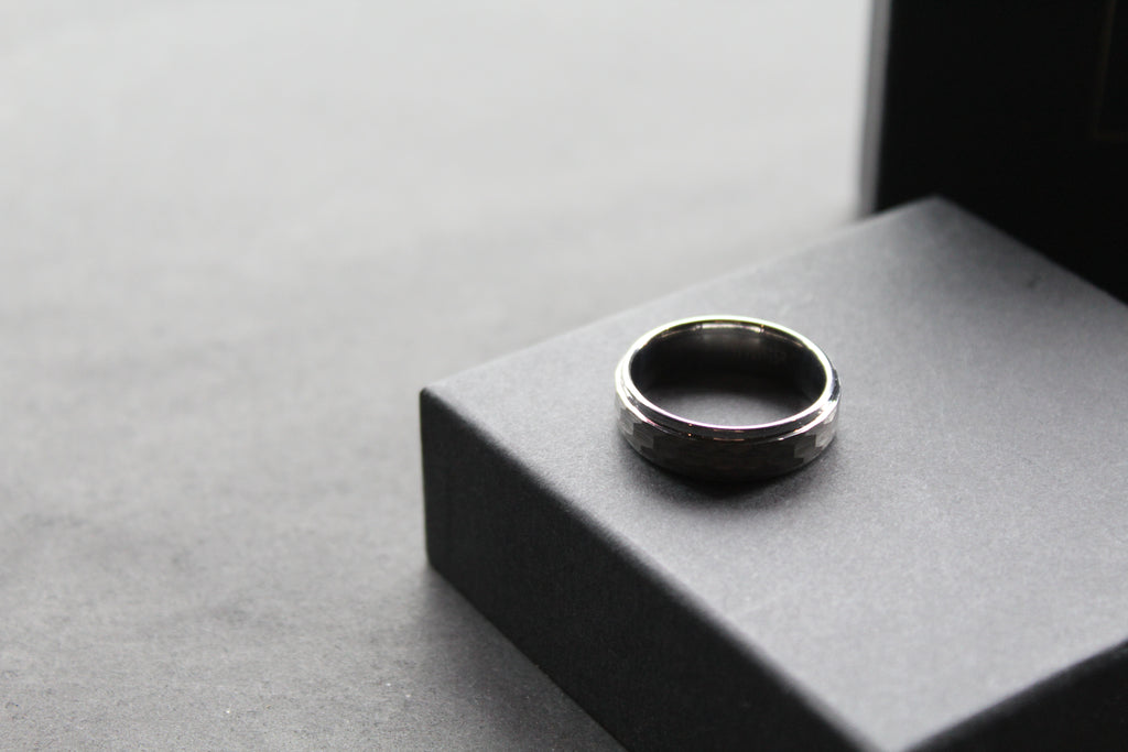 Tungsten Ring with Hammered Finish