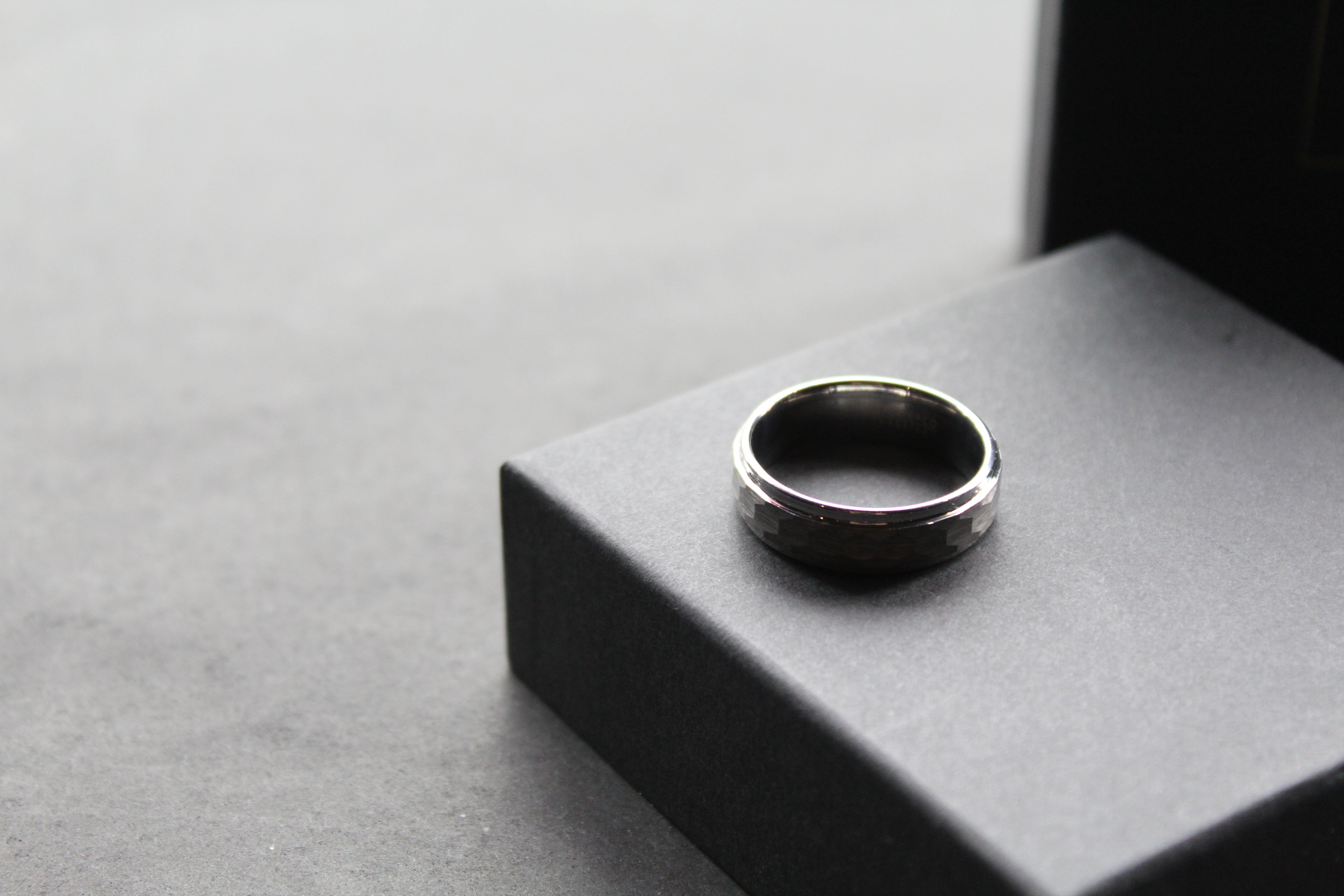 Tungsten Ring with Hammered Finish
