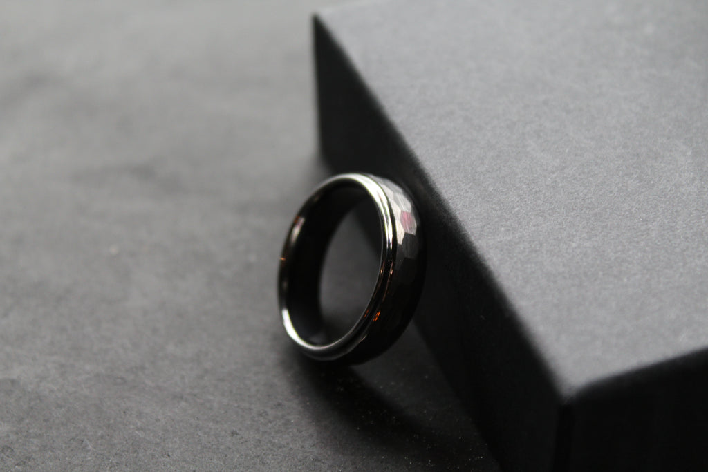 Tungsten Ring with Hammered Finish