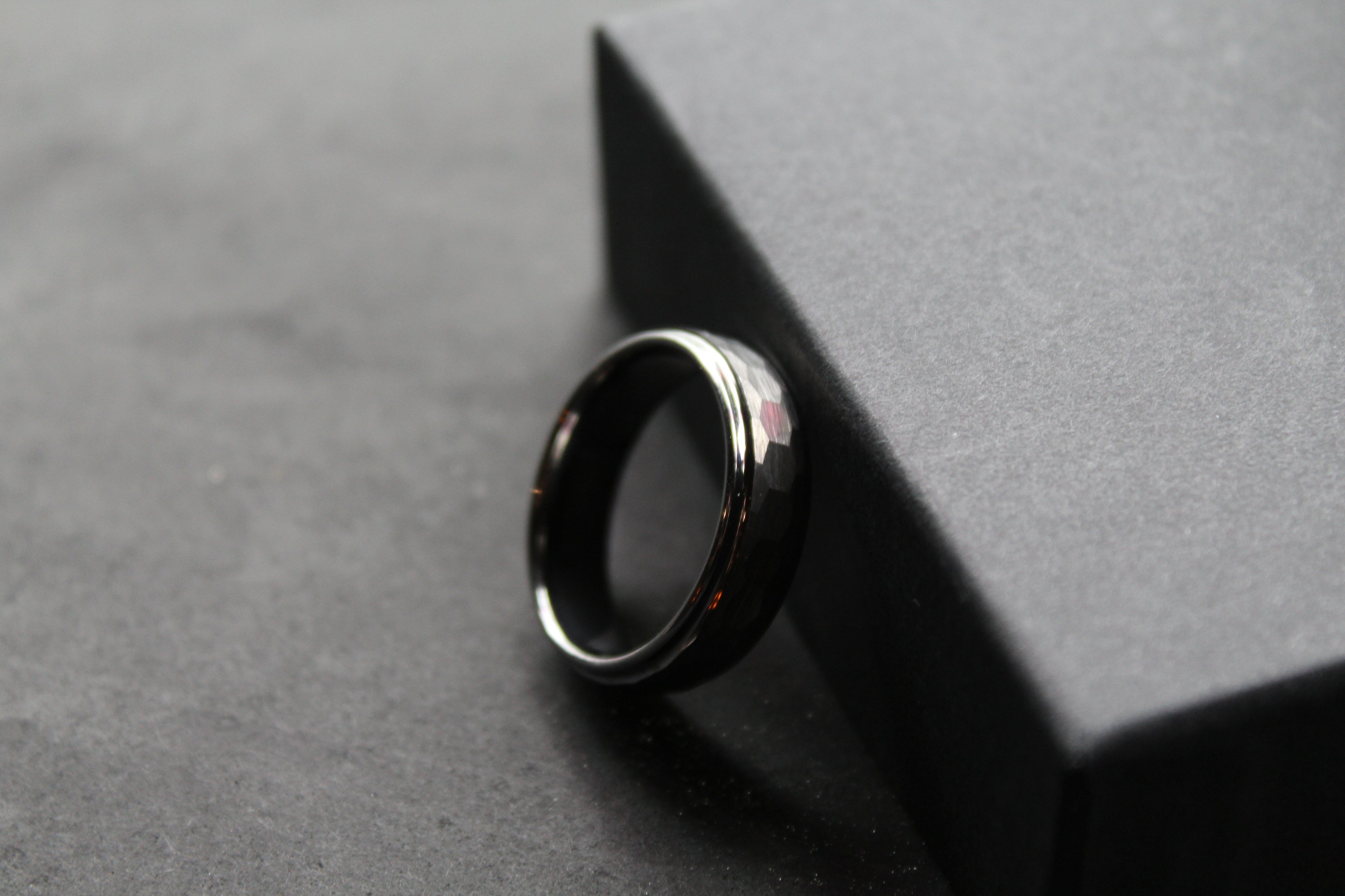 Tungsten Ring with Hammered Finish
