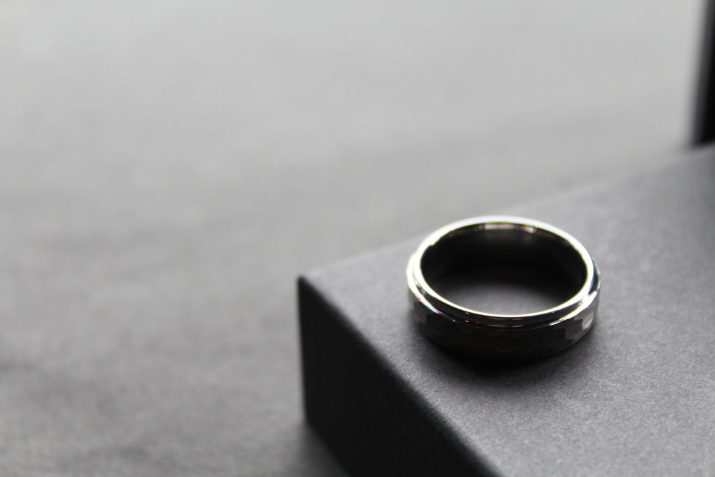 Tungsten Ring with Hammered Finish