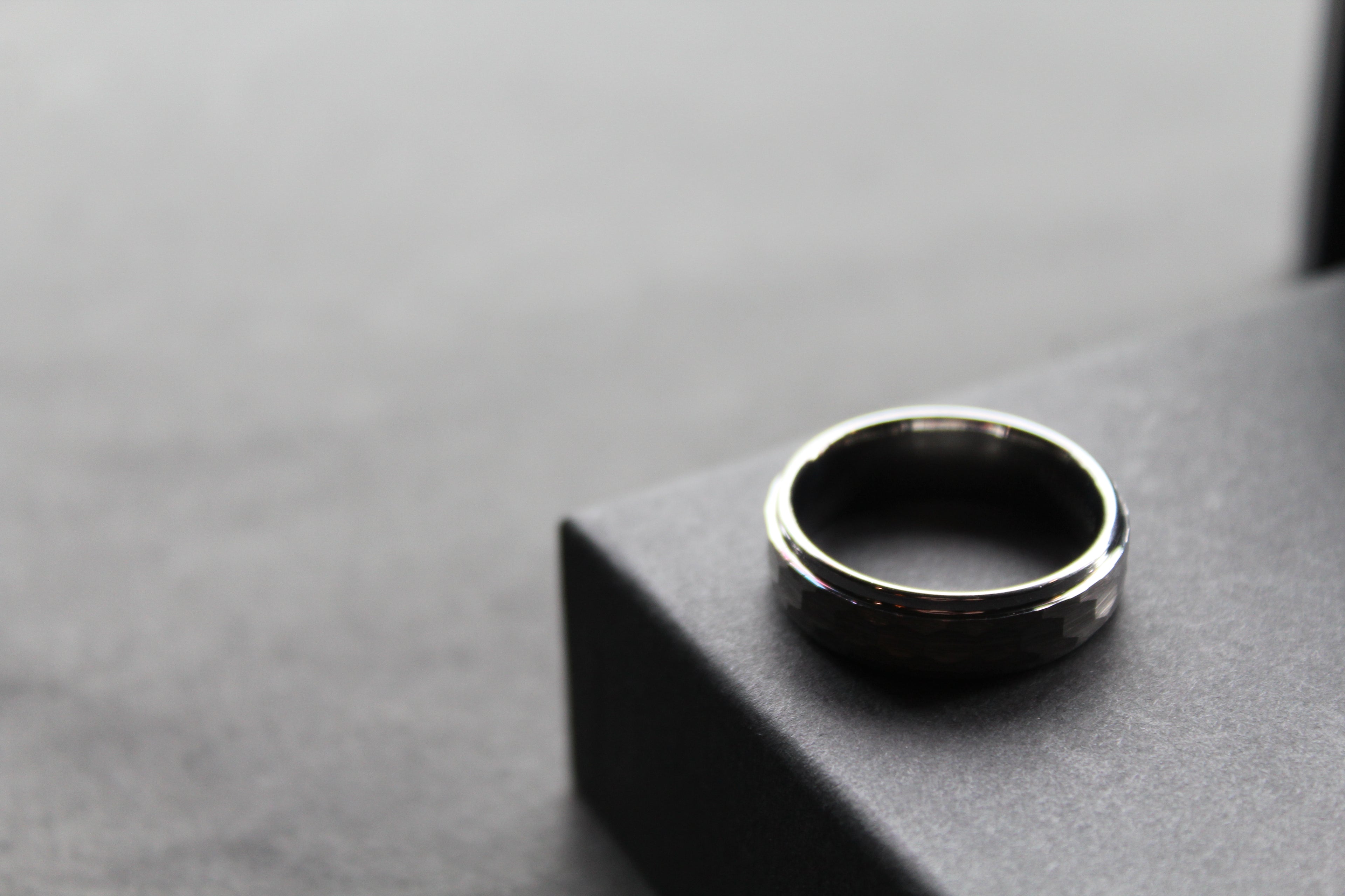 Tungsten Ring with Hammered Finish