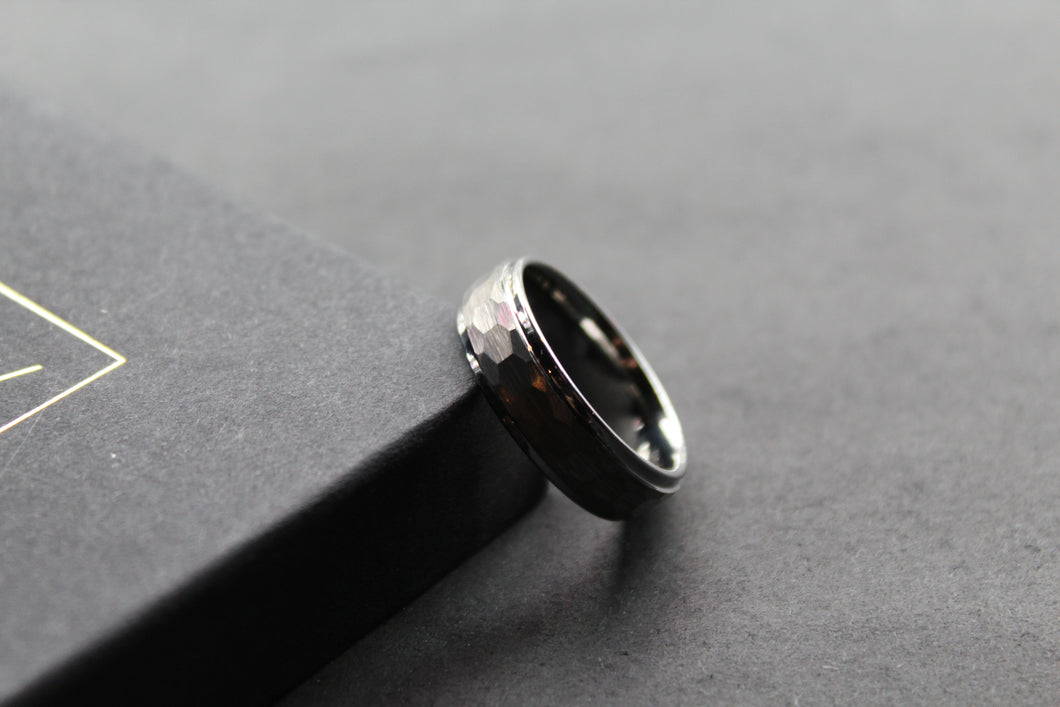 Tungsten Ring with Hammered Finish