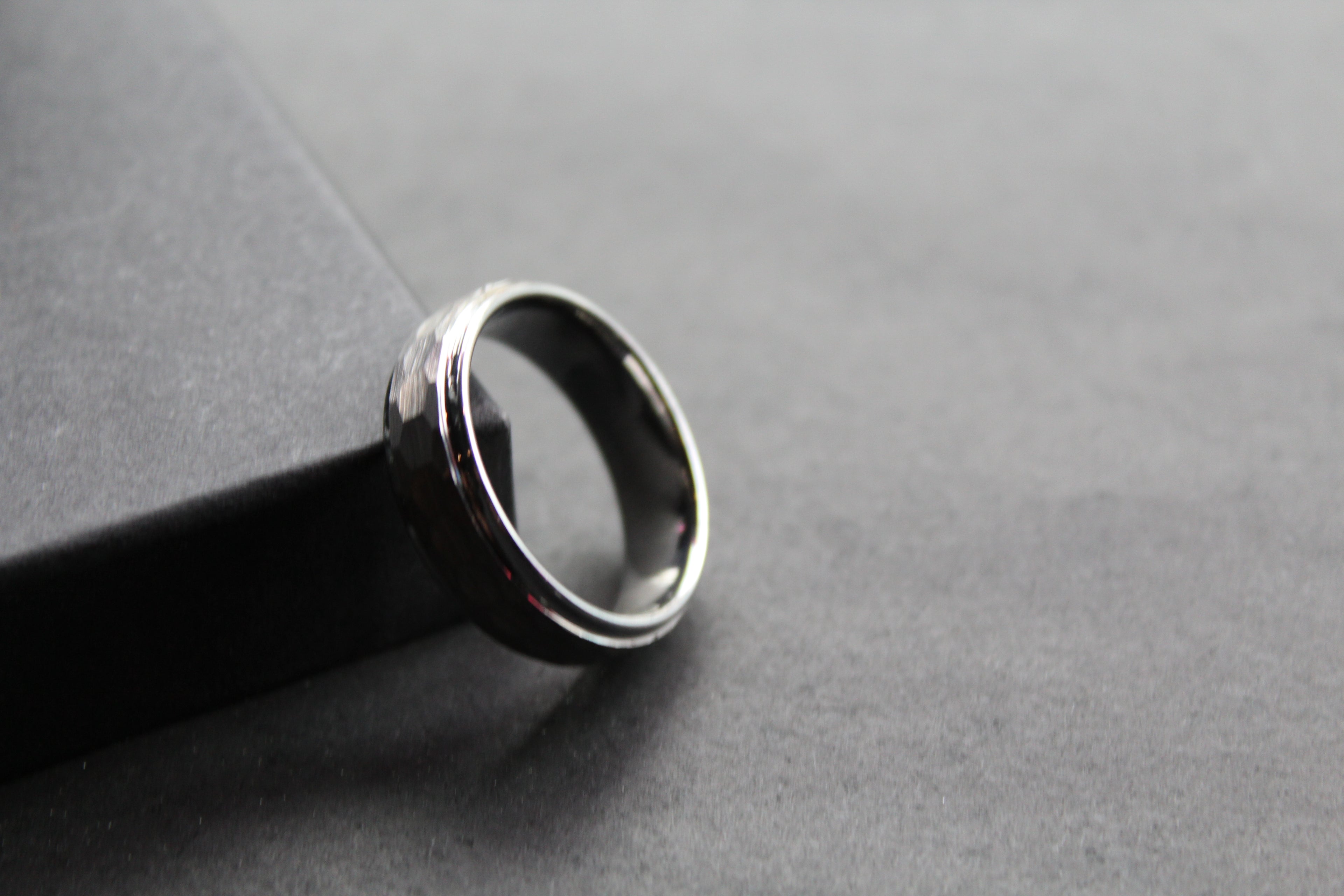 Tungsten Ring with Hammered Finish