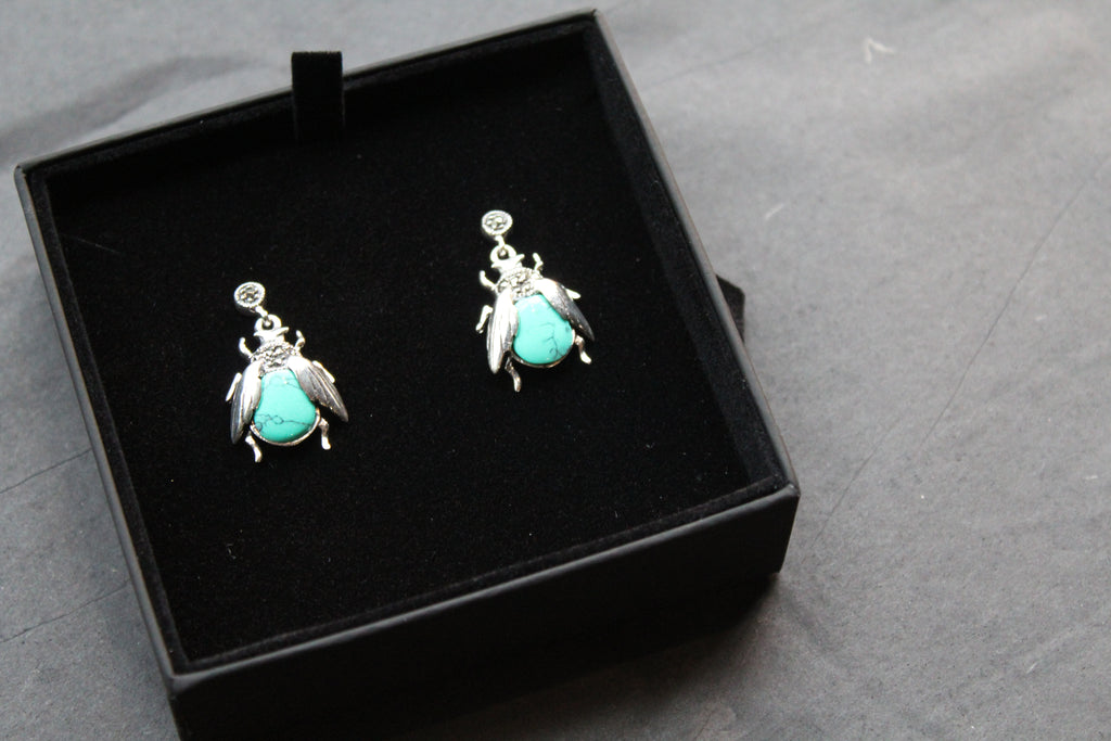 Turquoise Beetle Earrings