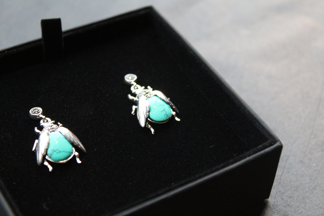 Turquoise Beetle Earrings