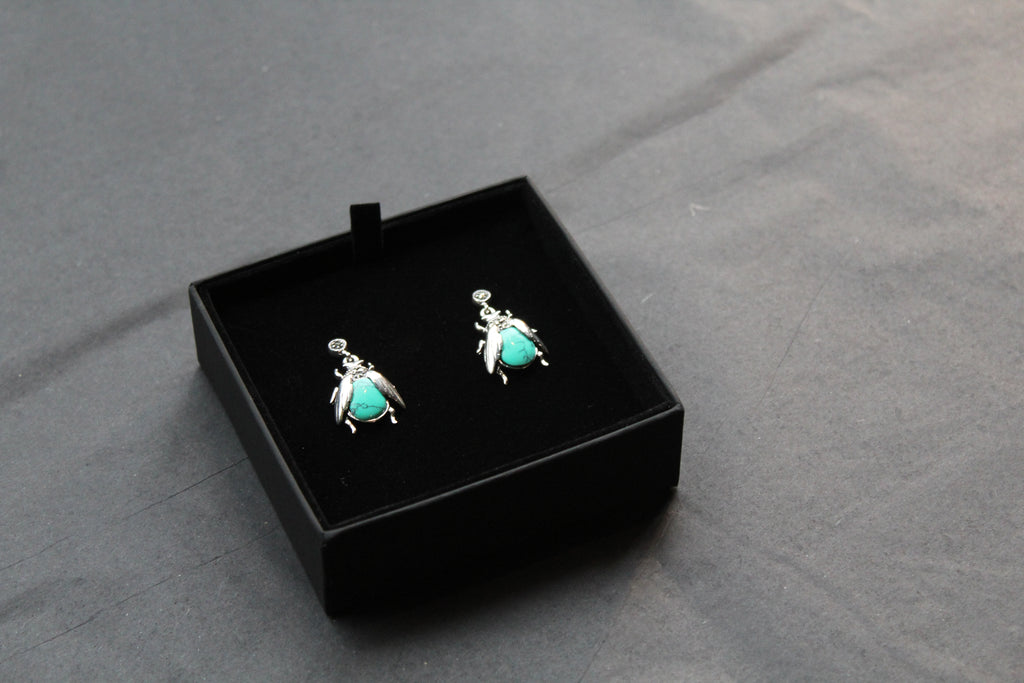 Turquoise Beetle Earrings