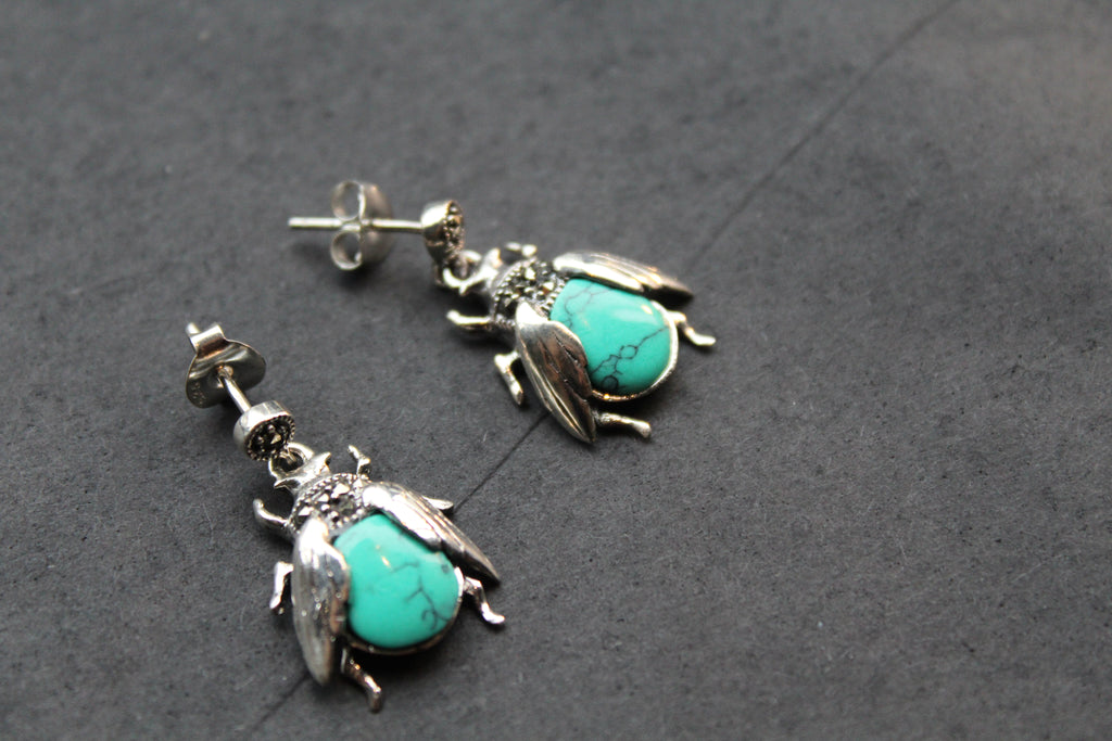 Turquoise Beetle Earrings