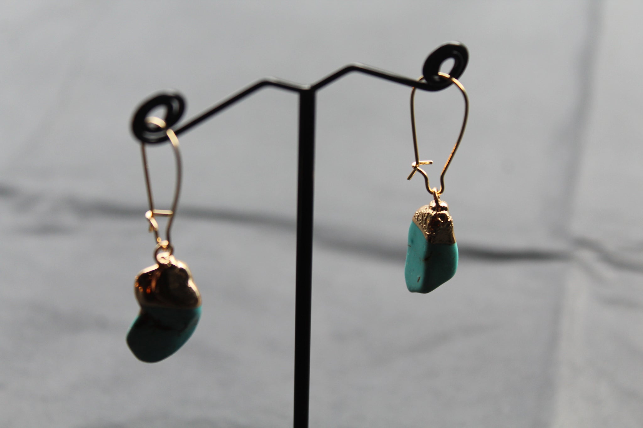 Turquoise Kidney Stone Dropper Earrings Swax Jewellery Barmouth
