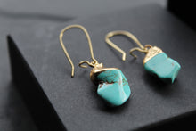 Load image into Gallery viewer, Turquoise Kidney Stone Dropper Earrings
