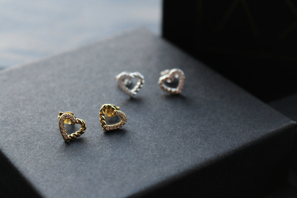 Twisted Open Heart Studs