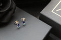 Two Tone Sapphire Blue Cubic Zirconia Studs