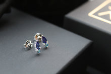 Load image into Gallery viewer, Two Tone Blue Cubic Zirconia Studs

