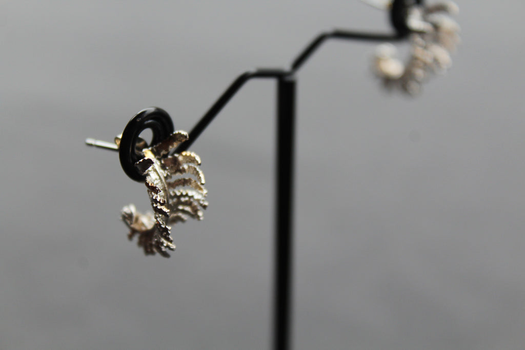 Unfurling Fern Earrings Sterling Silver