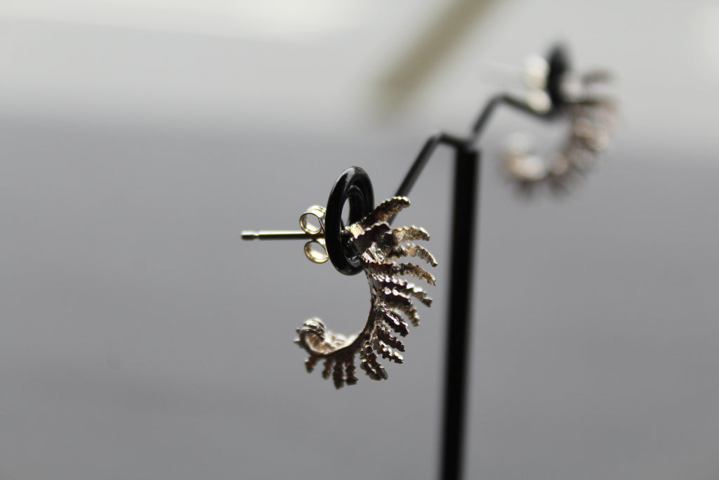 Unfurling Fern Earrings Sterling Silver