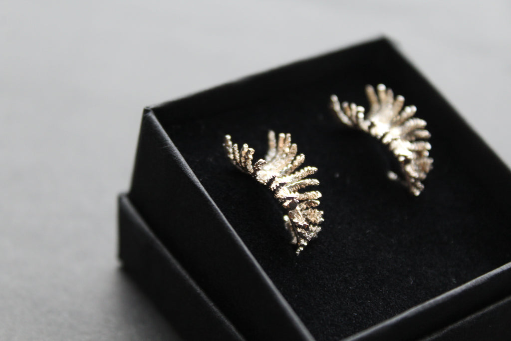 Unfurling Fern Earrings Sterling Silver