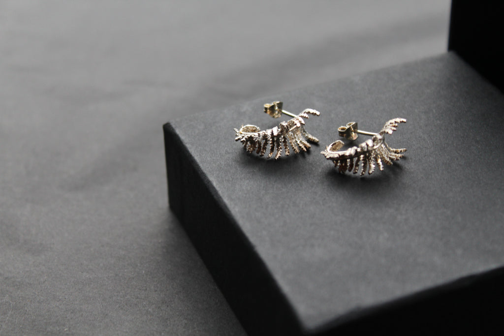 Unfurling Fern Earrings Sterling Silver