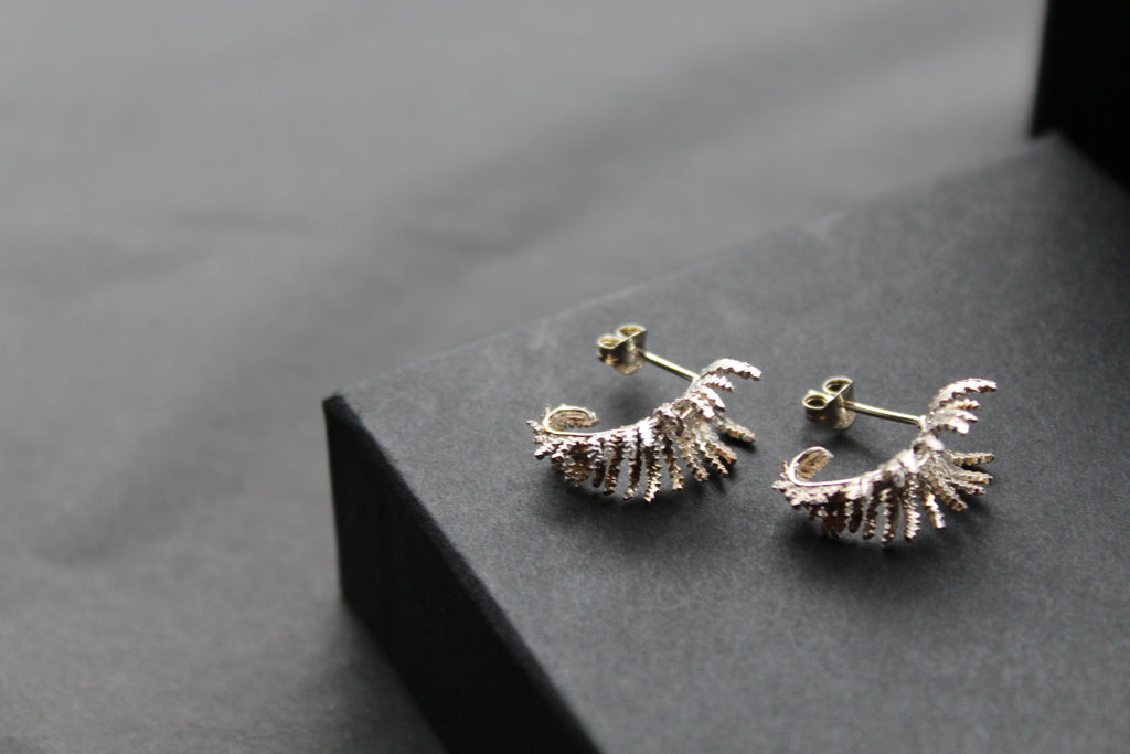 Unfurling Fern Earrings Sterling Silver
