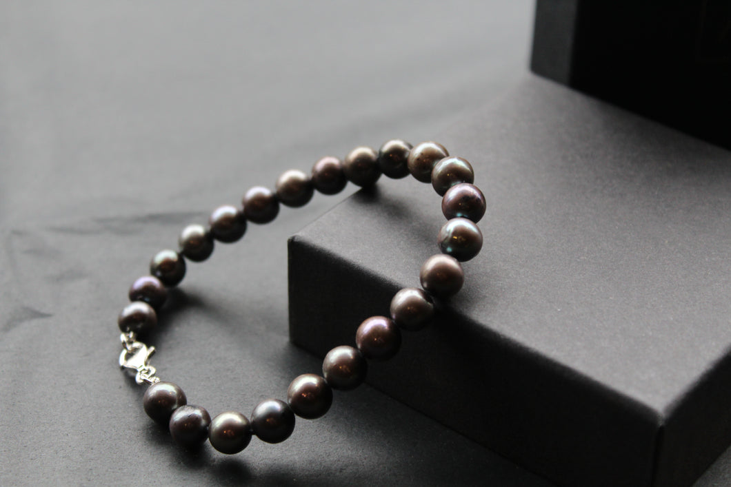 Unisex Black Fresh Water Pearl Bracelet