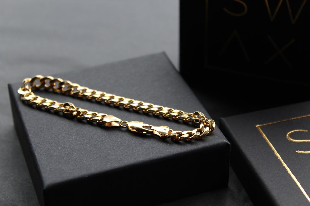 Unisex Gold Plated Sterling Silver Curb Chain Bracelet