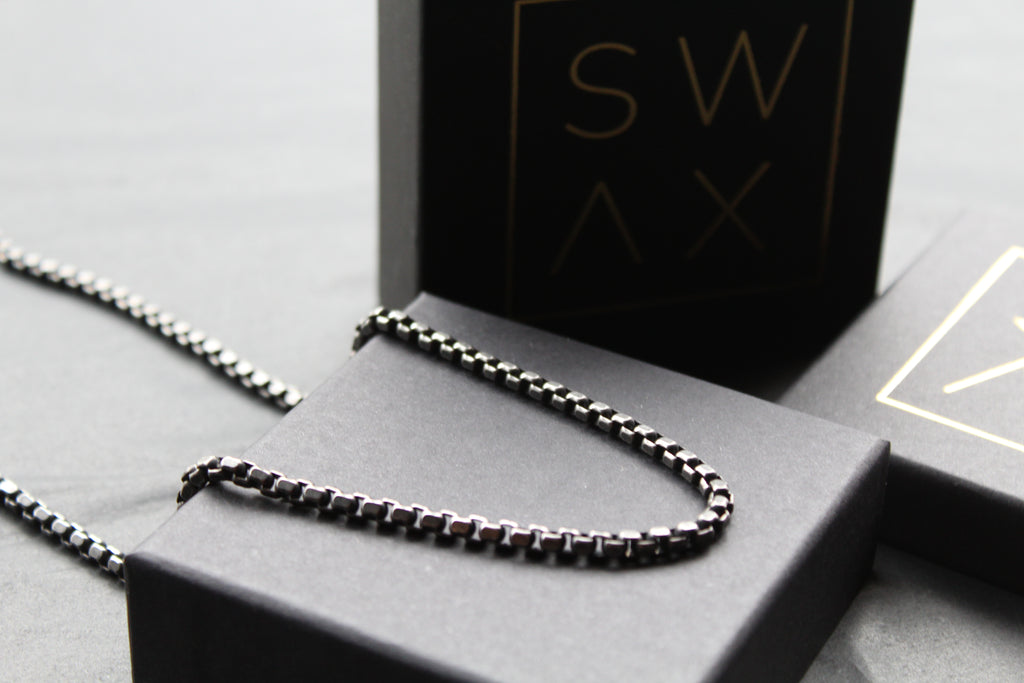 Unisex Stainless Steel Necklace with Gunmetal Plating