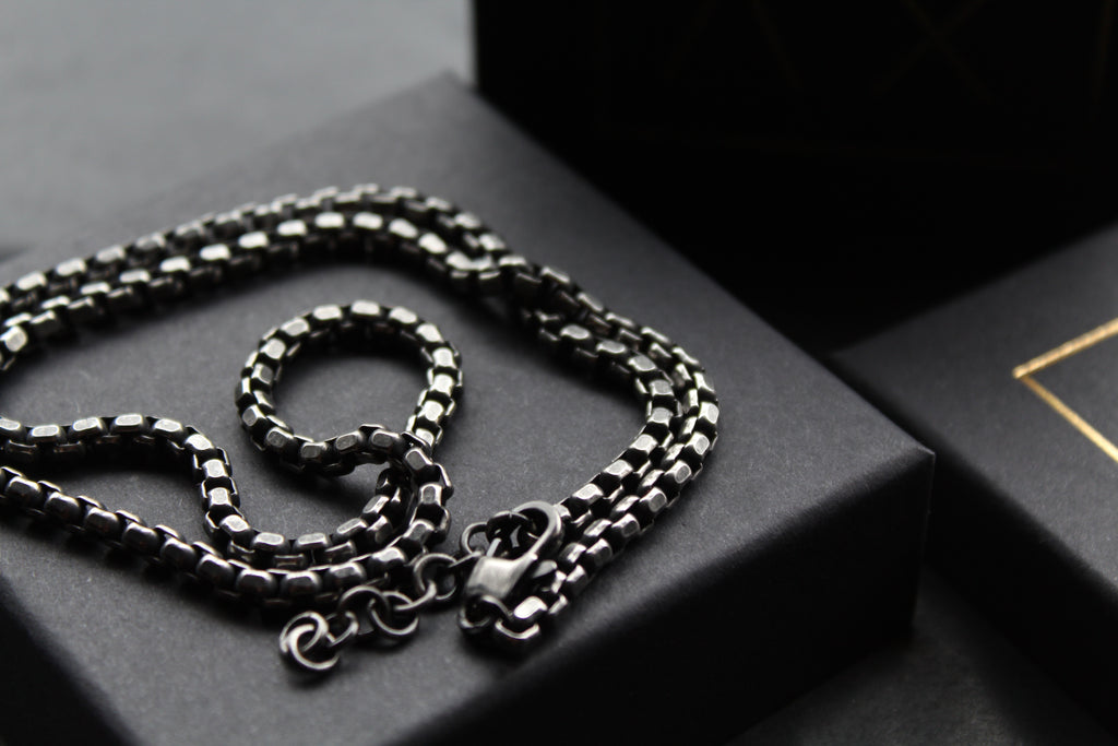 Unisex Stainless Steel Necklace with Gunmetal Plating