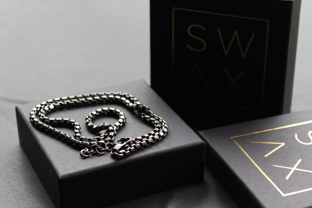 Unisex Stainless Steel Necklace with Gunmetal Plating