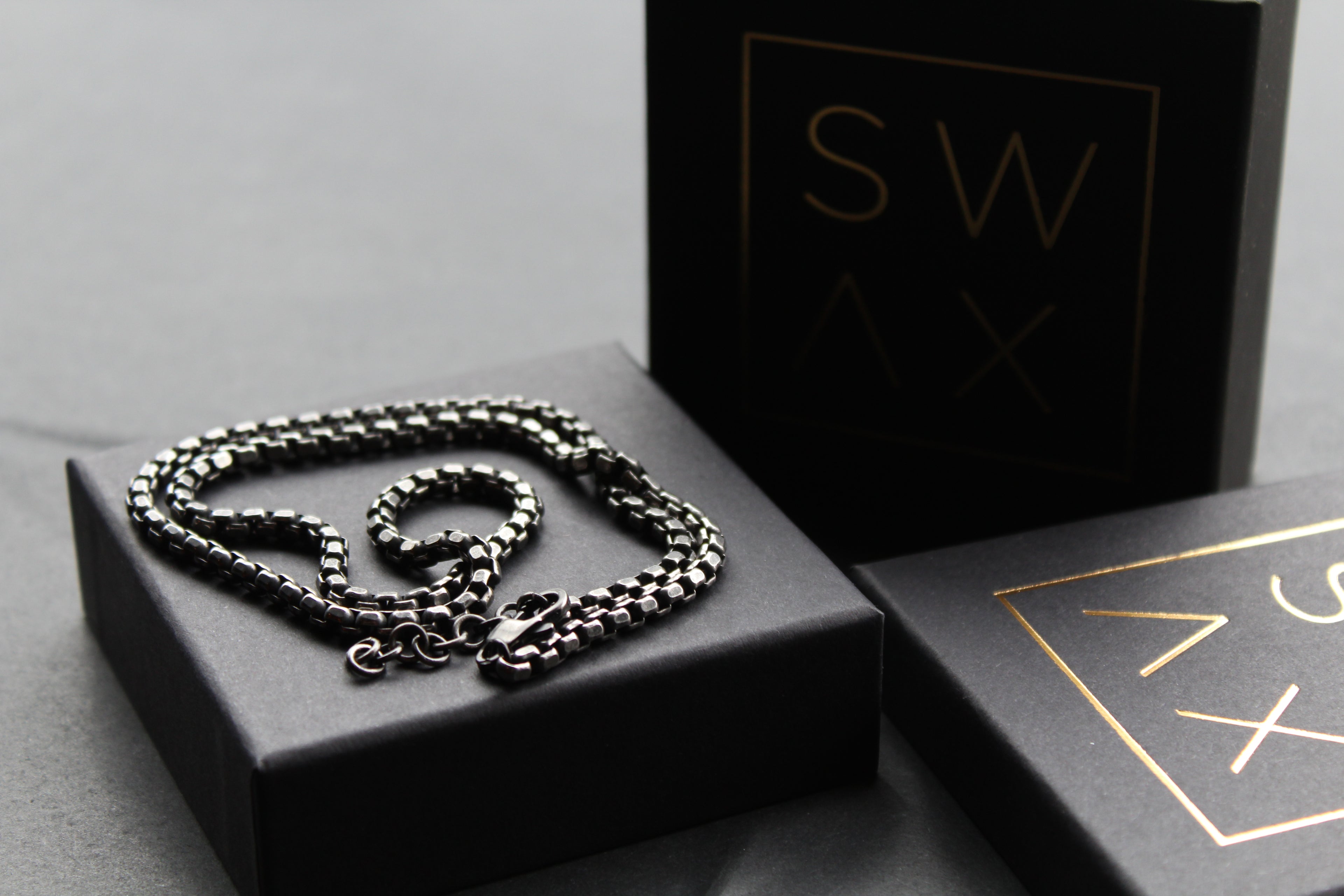 Unisex Stainless Steel Necklace with Gunmetal Plating