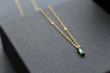 Load image into Gallery viewer, Yellow Gold Plated Emerald Glass Baguette Necklace
