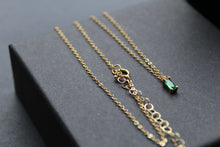 Load image into Gallery viewer, Yellow Gold Plated Emerald Glass Baguette Necklace
