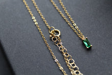 Load image into Gallery viewer, Yellow Gold Plated Emerald Glass Baguette Necklace
