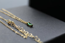 Load image into Gallery viewer, Yellow Gold Plated Emerald Glass Baguette Necklace
