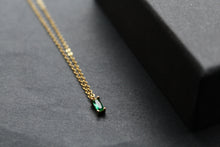 Load image into Gallery viewer, Yellow Gold Plated Emerald Glass Baguette Necklace
