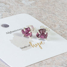 Load image into Gallery viewer, Studs of Hope - Rhodolite Stud Earrings

